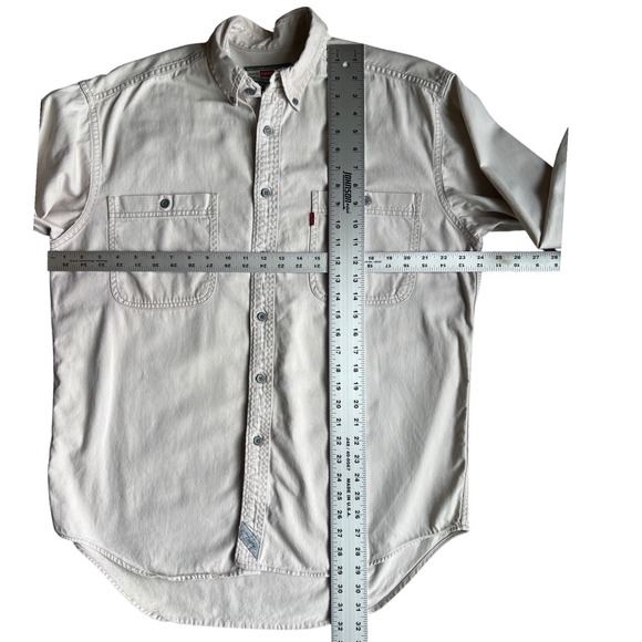 Levi's Vintage Large Button Down Shirt Men's Long Sleeve Tan Casual Workwear - Picture 6 of 9